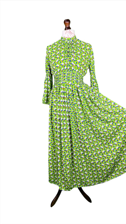 1 Piece - Georgette Elegant Floral Frock Dress 50 inch Flare and Elastic waist belt.