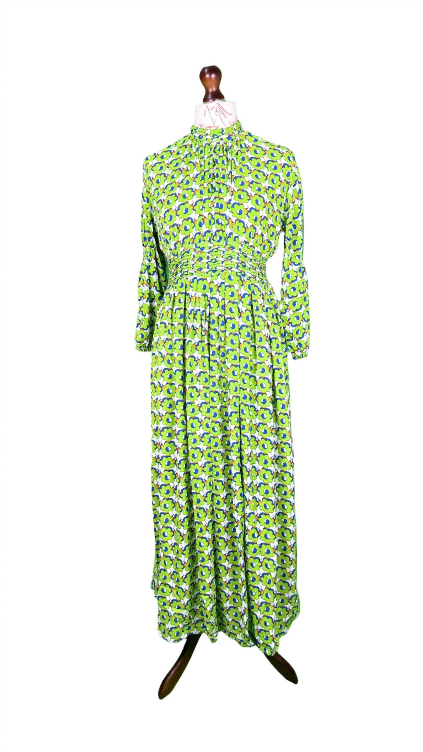 1 Piece - Georgette Elegant Floral Frock Dress 50 inch Flare and Elastic waist belt.