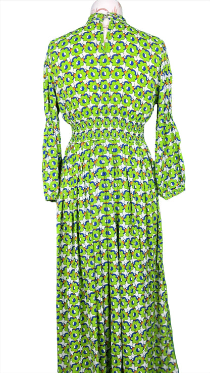 1 Piece - Georgette Elegant Floral Frock Dress 50 inch Flare and Elastic waist belt.