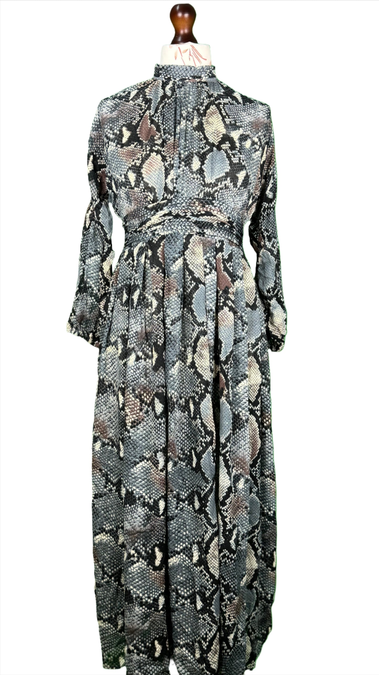 1 Piece - Georgette Elegant Floral Frock Dress 50 inch Flare and Elastic waist belt.