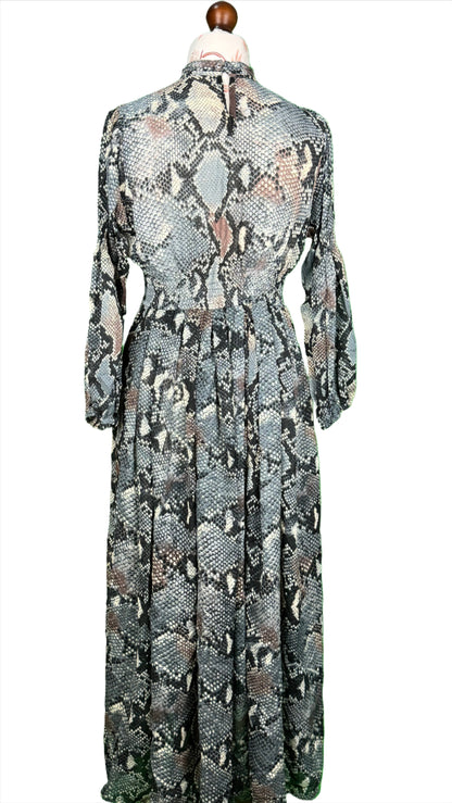 1 Piece - Georgette Elegant Floral Frock Dress 50 inch Flare and Elastic waist belt.