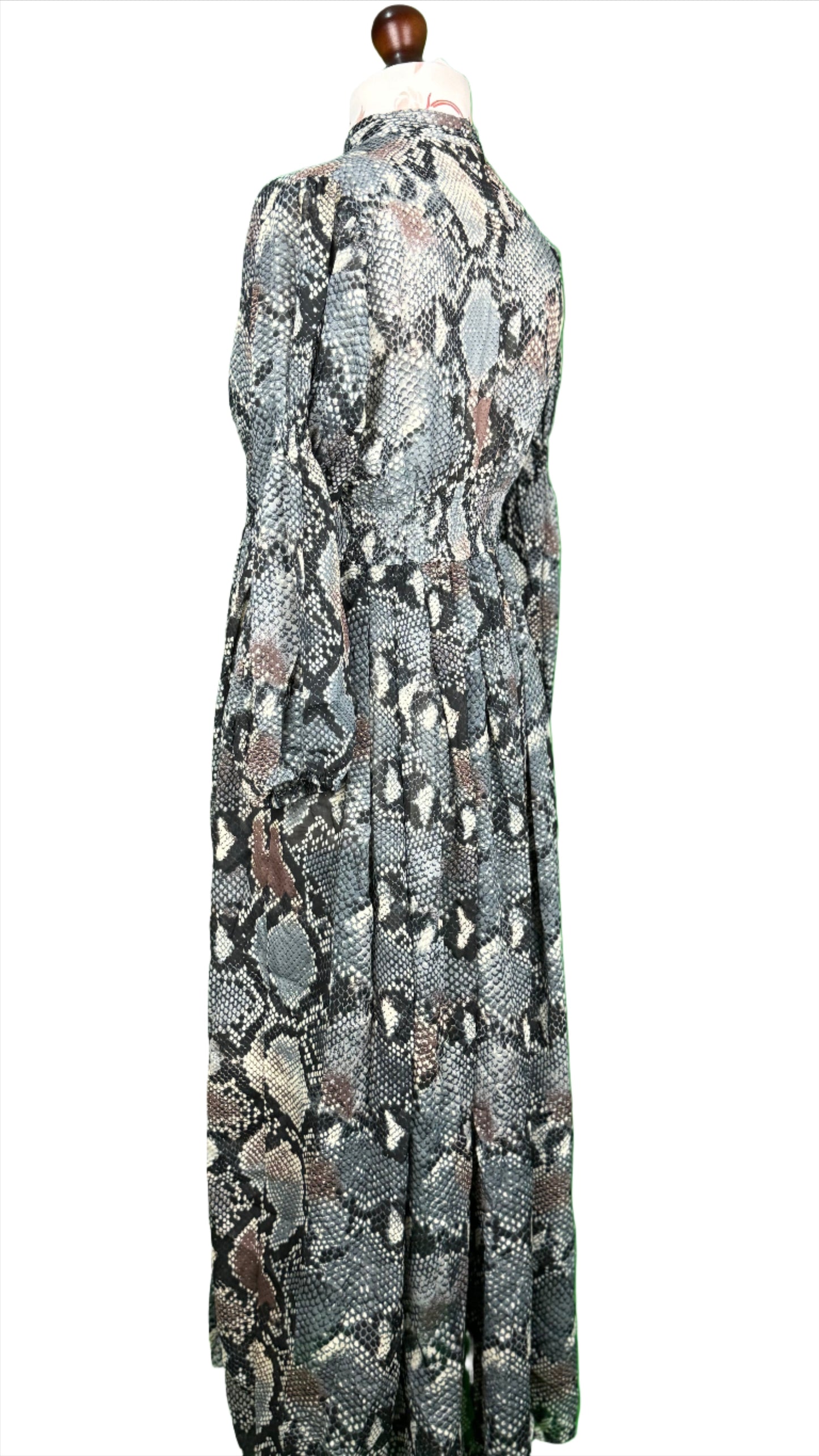 1 Piece - Georgette Elegant Floral Frock Dress 50 inch Flare and Elastic waist belt.