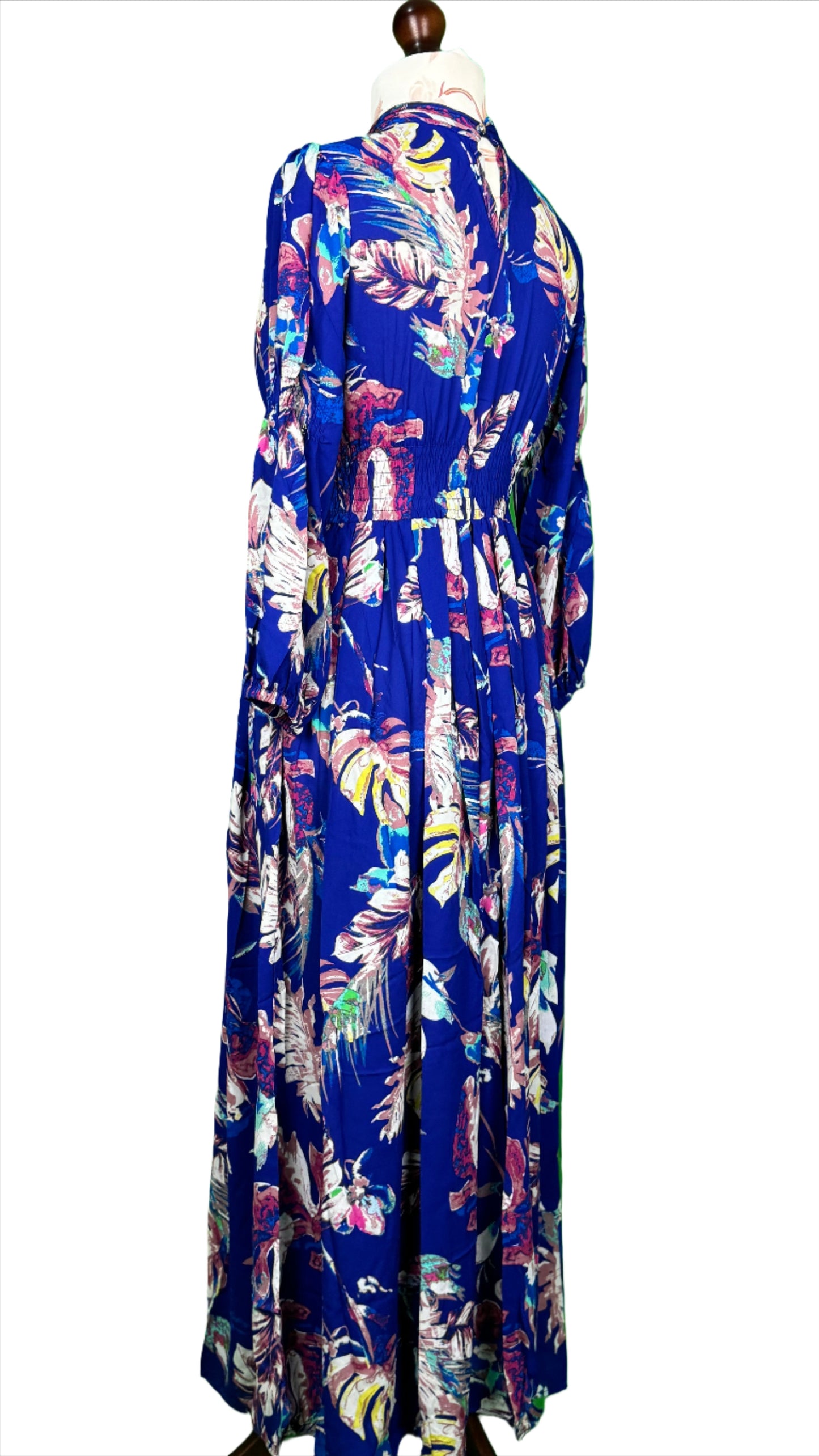 1 Piece - Georgette Elegant Floral Frock Dress 50 inch Flare and Elastic waist belt.