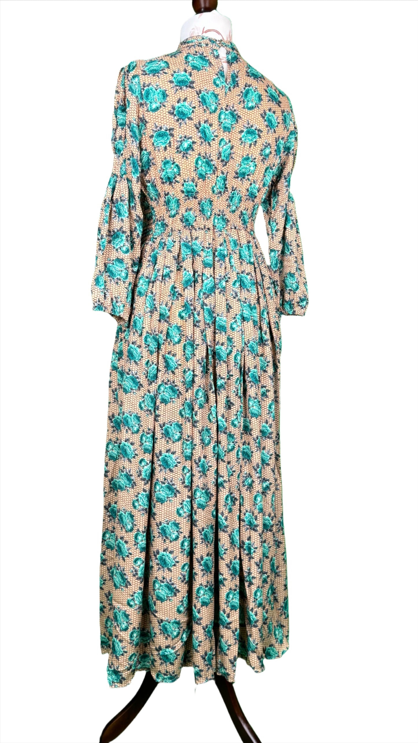 1 Piece - Georgette Elegant Floral Frock Dress 50 inch Flare and Elastic waist belt.