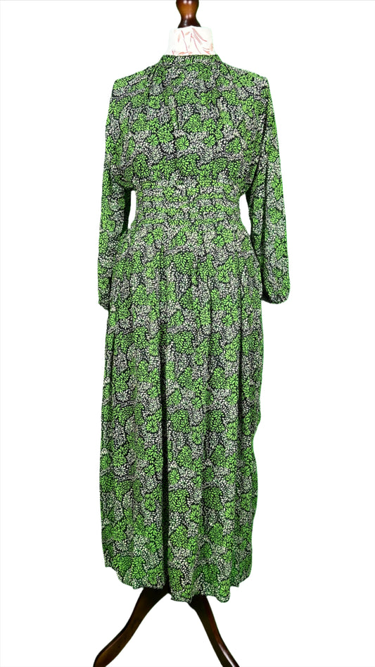 1 Piece - Georgette Elegant Floral Frock Dress 50 inch Flare and Elastic waist belt.