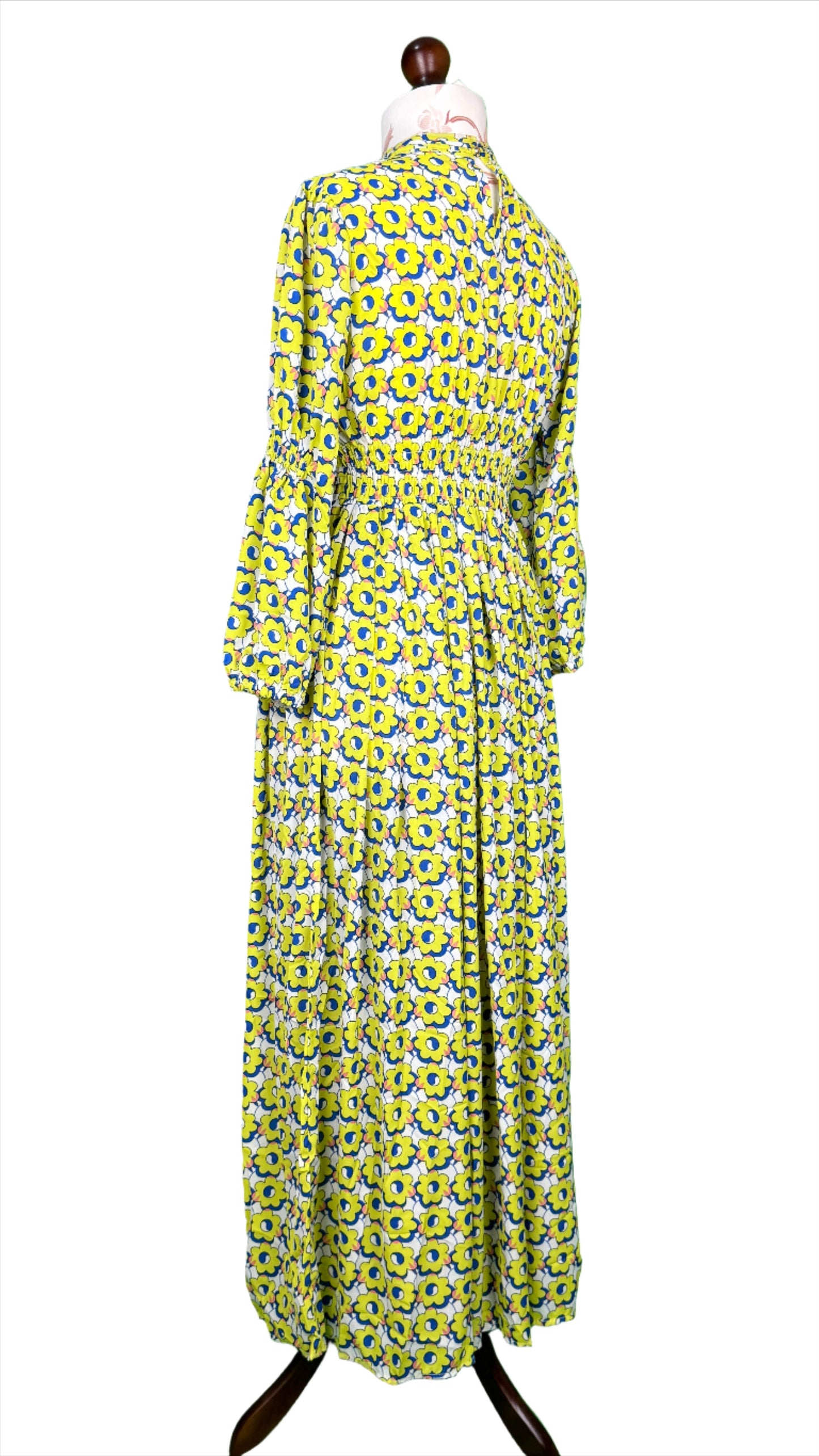 1 Piece - Georgette Elegant Floral Frock Dress 50 inch Flare and Elastic waist belt.