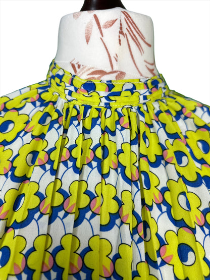 1 Piece - Georgette Elegant Floral Frock Dress 50 inch Flare and Elastic waist belt.