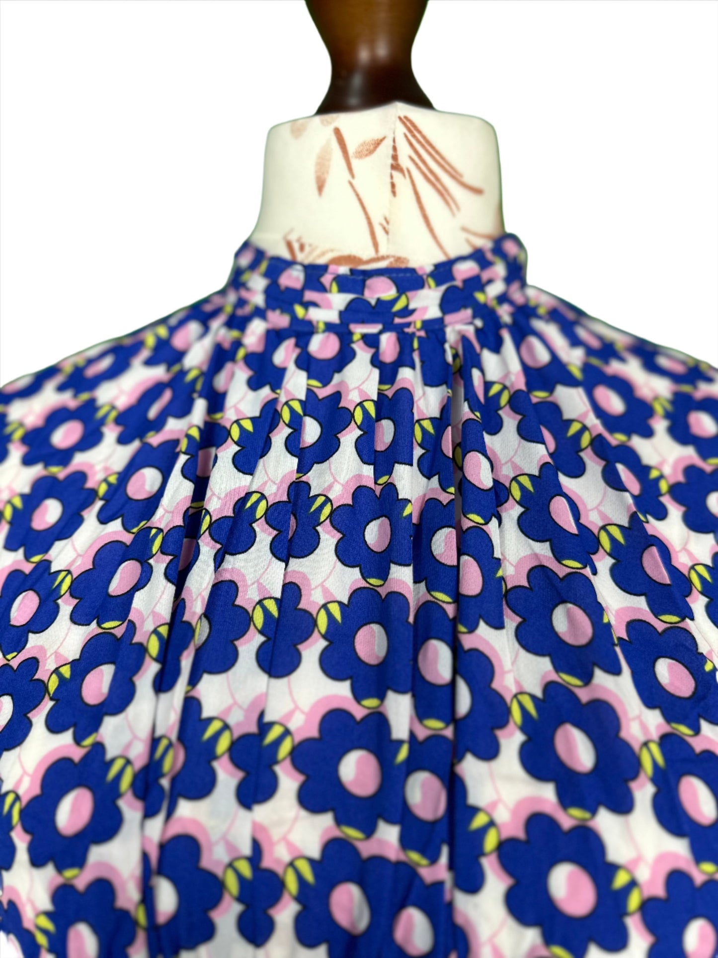 1 Piece - Georgette Elegant Floral Frock Dress 50 inch Flare and Elastic waist belt.